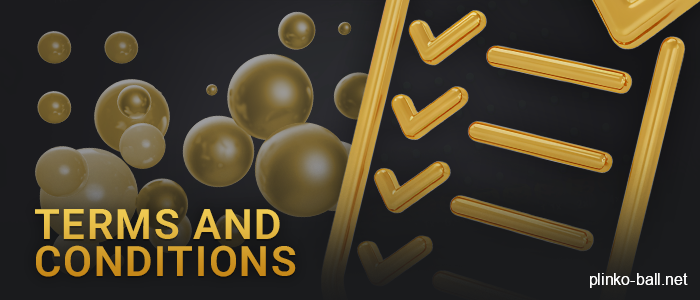 Terms and conditions of the online game Plinko